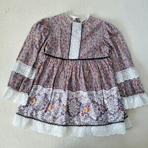 Vintage Brown Floral Dress 4t